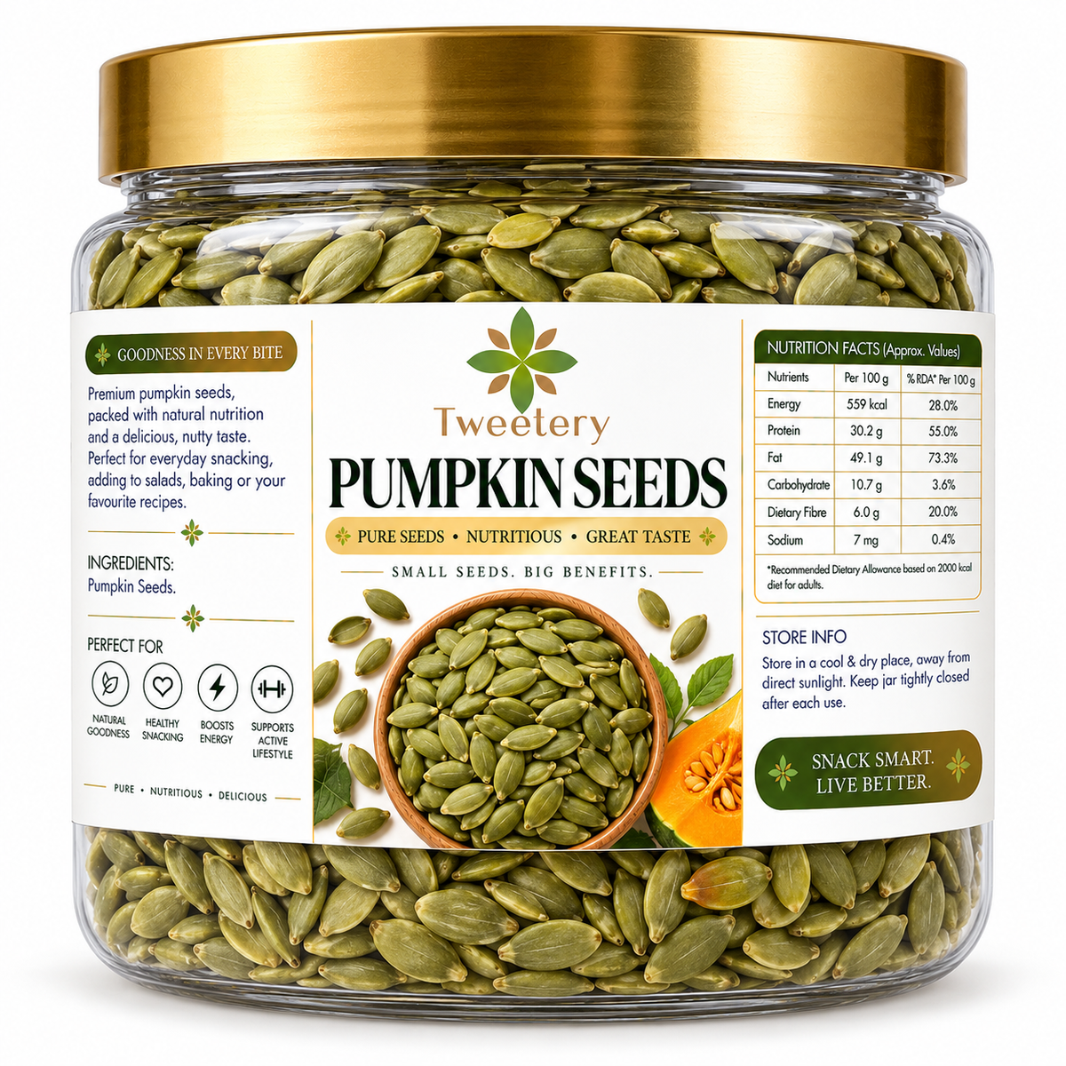 Pumpkin Seeds | Premium Crunchy Seeds | Rich in Protein & Good Fats | Tweetery Nuts