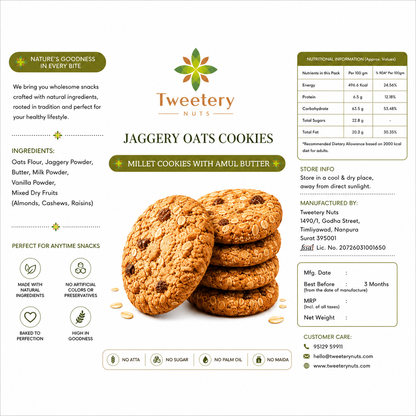 Jaggery Oats Cookies | Oats Cookies with Jaggery, Almonds & Cashews | Tweetery Nuts
