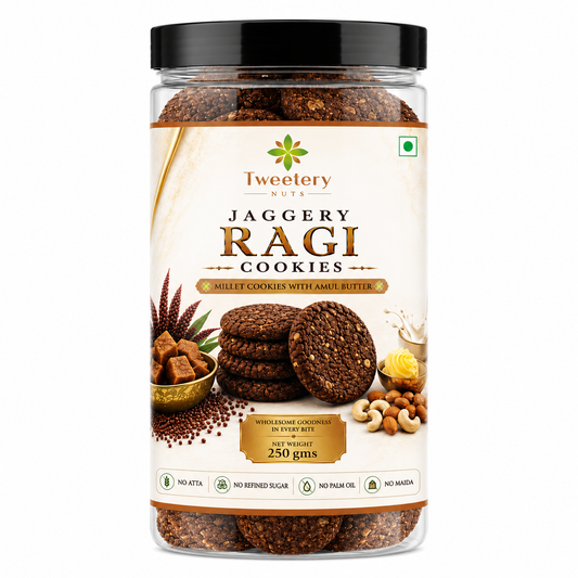 Ragi Jaggery Jaggery Ragi Cookies | Millet Cookies with Jaggery, Almonds & Cashews | Tweetery Nuts